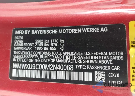 2021 Mini Hardtop Cooper S from USA, damaged, VIN WMWXU9C00M2N40068